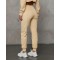 High waisted cotton joggers with side pockets basic style athleisure running sweatpants