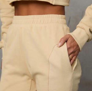 High waisted cotton joggers with side pockets basic style athleisure running sweatpants