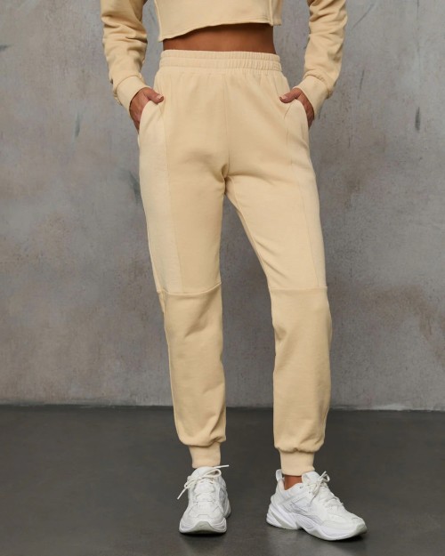 High waisted cotton joggers with side pockets basic style athleisure running sweatpants