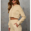 New arrival cotton fleece raw edge cropped hoodies for women