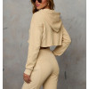 New arrival cotton fleece raw edge cropped hoodies for women