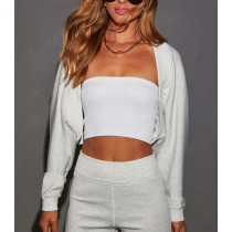 Women's long sleeve open front sweatshirts cotton blend shrug