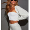 Women's long sleeve open front sweatshirts cotton blend shrug