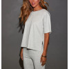 Women's crew neck short sleeve t shirts side split athleisure tees