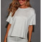 Women's crew neck short sleeve t shirts side split athleisure tees