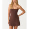 Women's basic tennis dress with built in shorts spaghetti strappy one piece tennis clothing