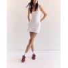Women's ribbed square neck tennis dress with built in shorts U back athleisure dress