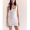 Women's ribbed square neck tennis dress with built in shorts U back athleisure dress