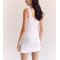 Women's ribbed square neck tennis dress with built in shorts U back athleisure dress