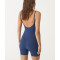 Women's new arrival scoop neck spaghetti strap short length jumpsuits open back fitness bodysuits