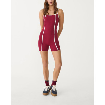 Women's color block fitness jumpsuits with removable paddings one piece shorts