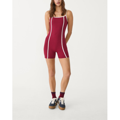 Women's color block fitness jumpsuits with removable paddings one piece shorts