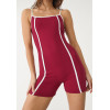 Women's color block fitness jumpsuits with removable paddings one piece shorts