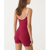 Women's color block fitness jumpsuits with removable paddings one piece shorts