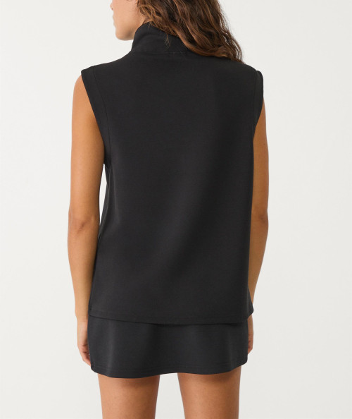 Women's relaxed fit half zipper vest sleevless lounge top