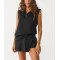 Women's relaxed fit half zipper vest sleevless lounge top