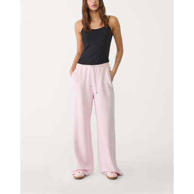 Women's adjustable waist soft touch modal wide leg pants with side pockets