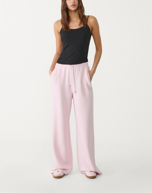 Women's adjustable waist soft touch modal wide leg pants with side pockets