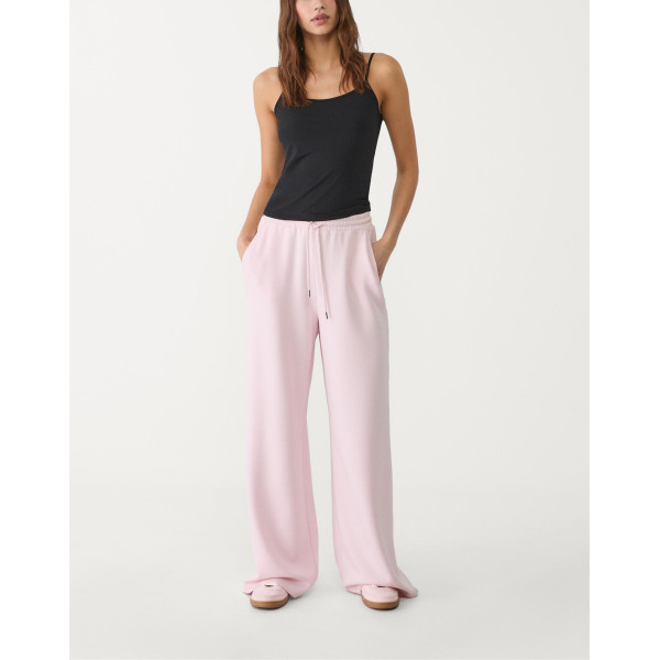 Women's adjustable waist soft touch modal wide leg pants with side pockets