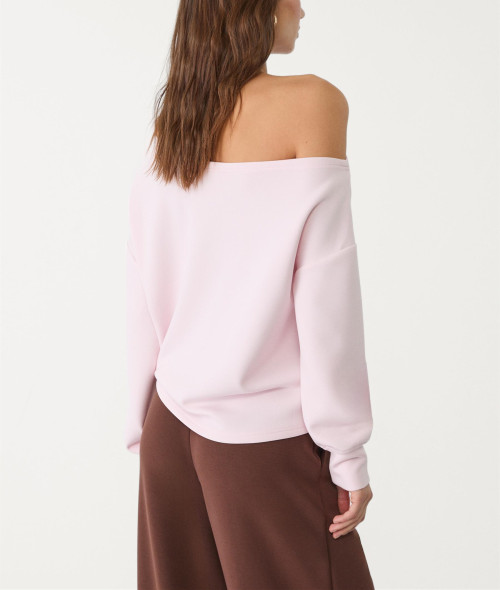 Women's long sleeve off shoulder sweatshirts relaxed fit luxury pullover
