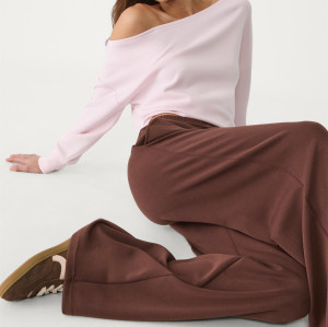 Women's long sleeve off shoulder sweatshirts relaxed fit luxury pullover
