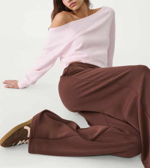 Women's long sleeve off shoulder sweatshirts relaxed fit luxury pullover