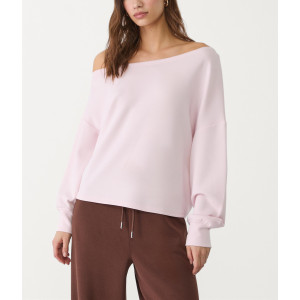 Women's long sleeve off shoulder sweatshirts relaxed fit luxury pullover