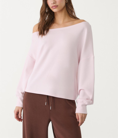 Women's long sleeve off shoulder sweatshirts relaxed fit luxury pullover
