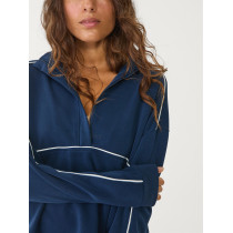 Women's half zipper color block piped sweatshirts long sleeve cozy fit pullovers