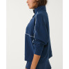 Women's half zipper color block piped sweatshirts long sleeve cozy fit pullovers