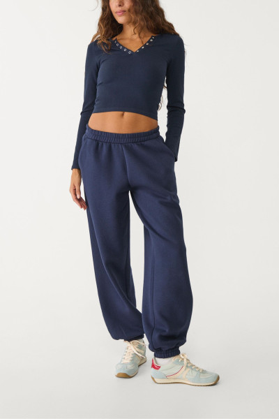 Women's classic mid rise adjustable waist track pants with side pockets