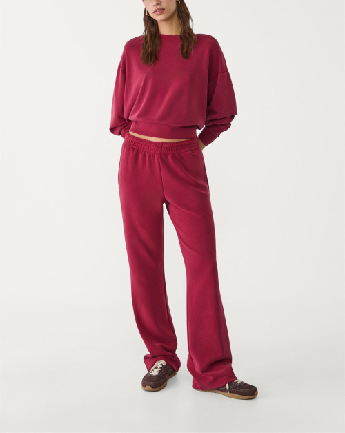 Women's ultra soft crew neck drop shoulder pullovers versatile cropped sweatshirts