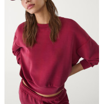 Women's ultra soft crew neck drop shoulder pullovers versatile cropped sweatshirts