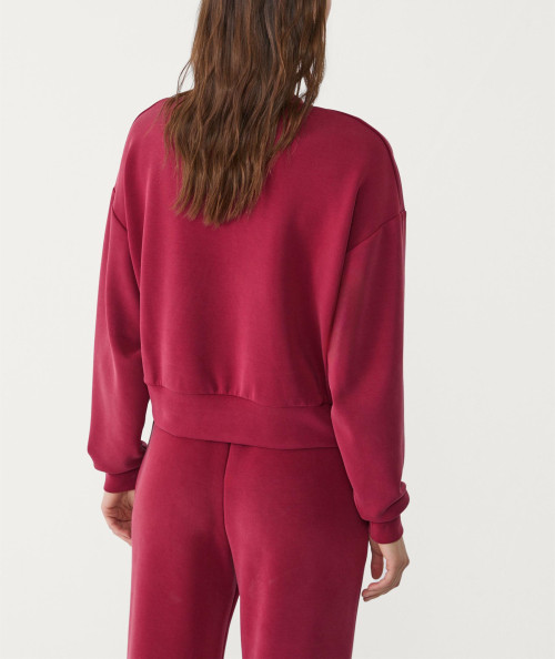 Women's ultra soft crew neck drop shoulder pullovers versatile cropped sweatshirts