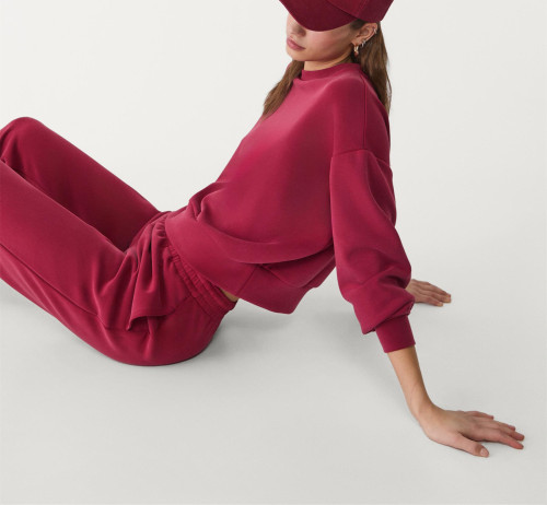Women's ultra soft crew neck drop shoulder pullovers versatile cropped sweatshirts