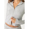 Women's long sleeve full zip slim fit top stand collar cropped jackets