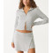 Women's long sleeve full zip slim fit top stand collar cropped jackets