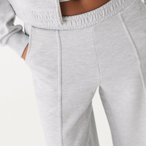 Women's mid rise elastic waist wide leg pants with side pockets