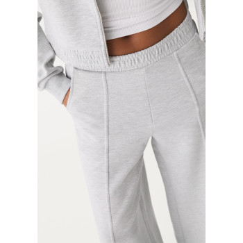 Women's mid rise elastic waist wide leg pants with side pockets