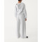Women's mid rise elastic waist wide leg pants with side pockets
