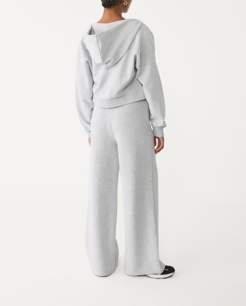 Women's mid rise elastic waist wide leg pants with side pockets