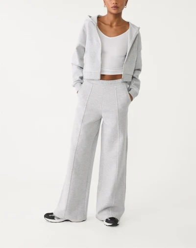Women's mid rise elastic waist wide leg pants with side pockets