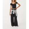 Women's V big ribbed t shirts open back tees lightweight slim fit crop top
