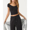Women's V big ribbed t shirts open back tees lightweight slim fit crop top