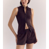 stand collar fitted zip top stylish full zip cotton tank