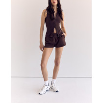 stand collar fitted zip top stylish full zip cotton tank