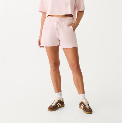 Women's mid rise elastic waist cotton shorts with side pockets