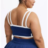 Women's plus size medium support sports bra with removable padding color block scoop neck yoga bra