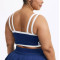 Women's plus size medium support sports bra with removable padding color block scoop neck yoga bra