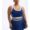 Women's plus size medium support sports bra with removable padding color block scoop neck yoga bra